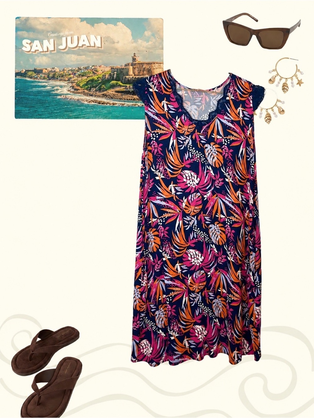Floral and lace dress short sleeve Xl